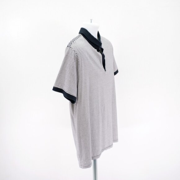 DAMAGED Express Collared Black White Striped Short Sleeve  Polo Shirt XL‎ Cotton - Picture 6 of 9